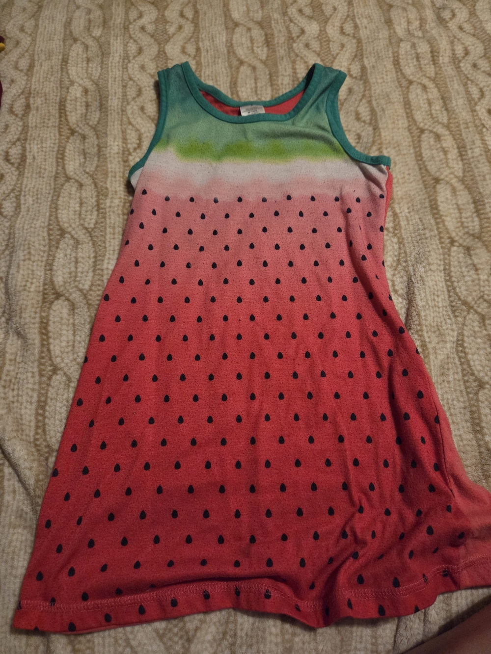 Watermelon Print Girls Tank Sleep Dress - Pink & Green